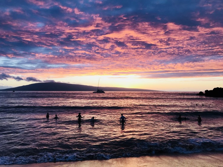 Maui Beach Sunset - Pink